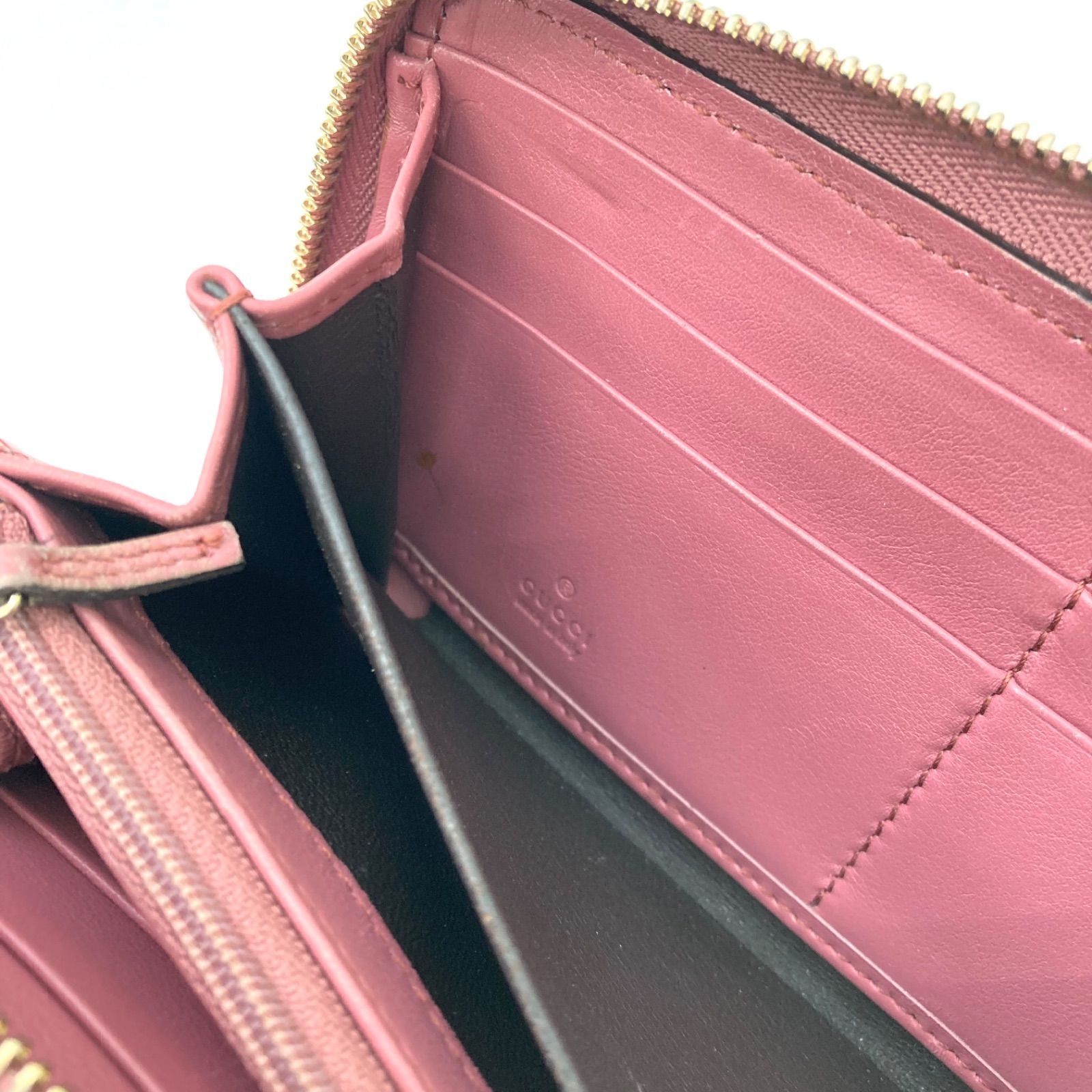 GUCCI】グッチ 長財布 ラウンドファスナー GGキャンバス ピンク