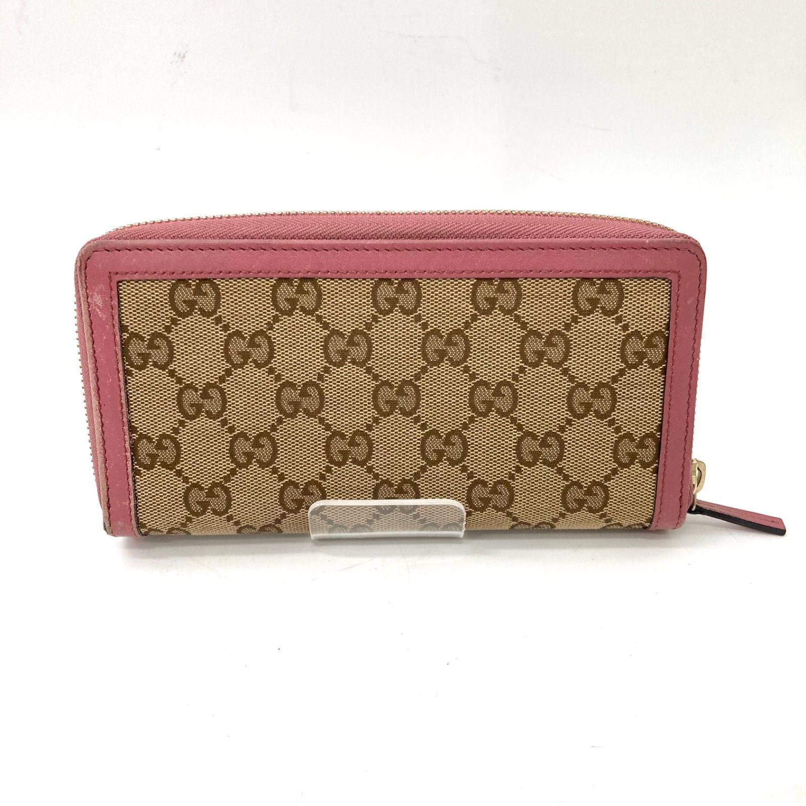 GUCCI】グッチ 長財布 ラウンドファスナー GGキャンバス ピンク