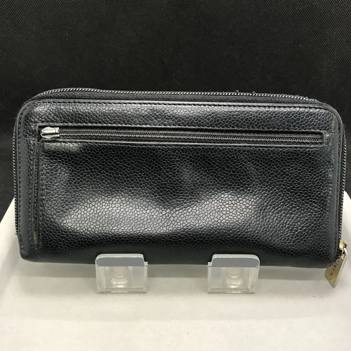 CHANEL シャネル 長財布 ココマーク キャビアスキン レザー ブラック系 