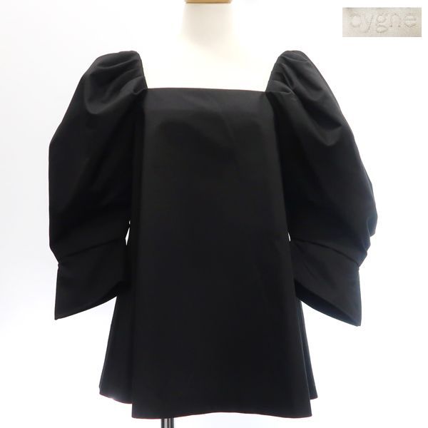 Cygne. パフスリーブ 半袖 ブラウス #0 ブラック 黒 シャツ 美品