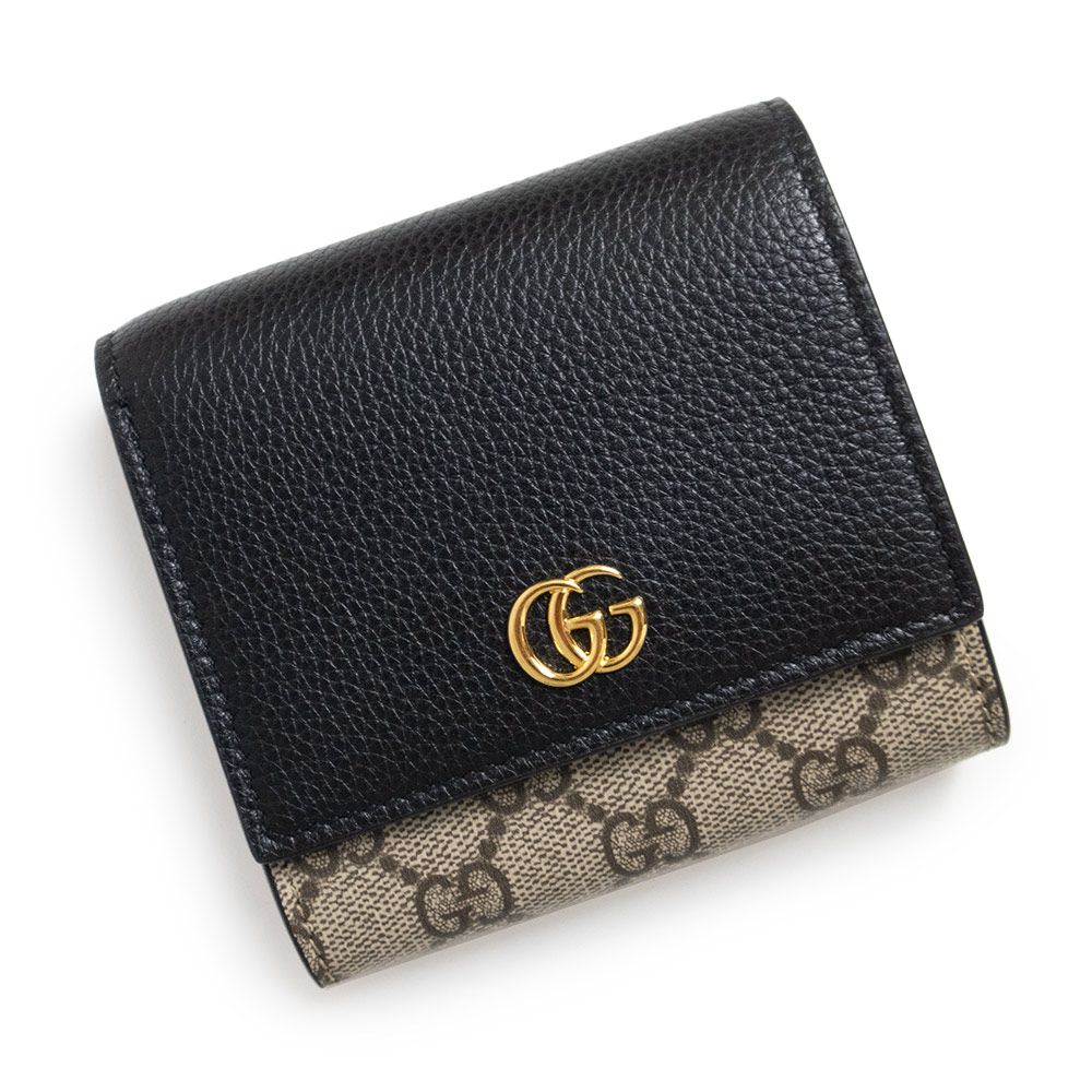 【美品】GUCCI GGマーモント GGスプリーム 財布 グッチ 598587 GGマーモント ダブルG バイカラー ミディアム