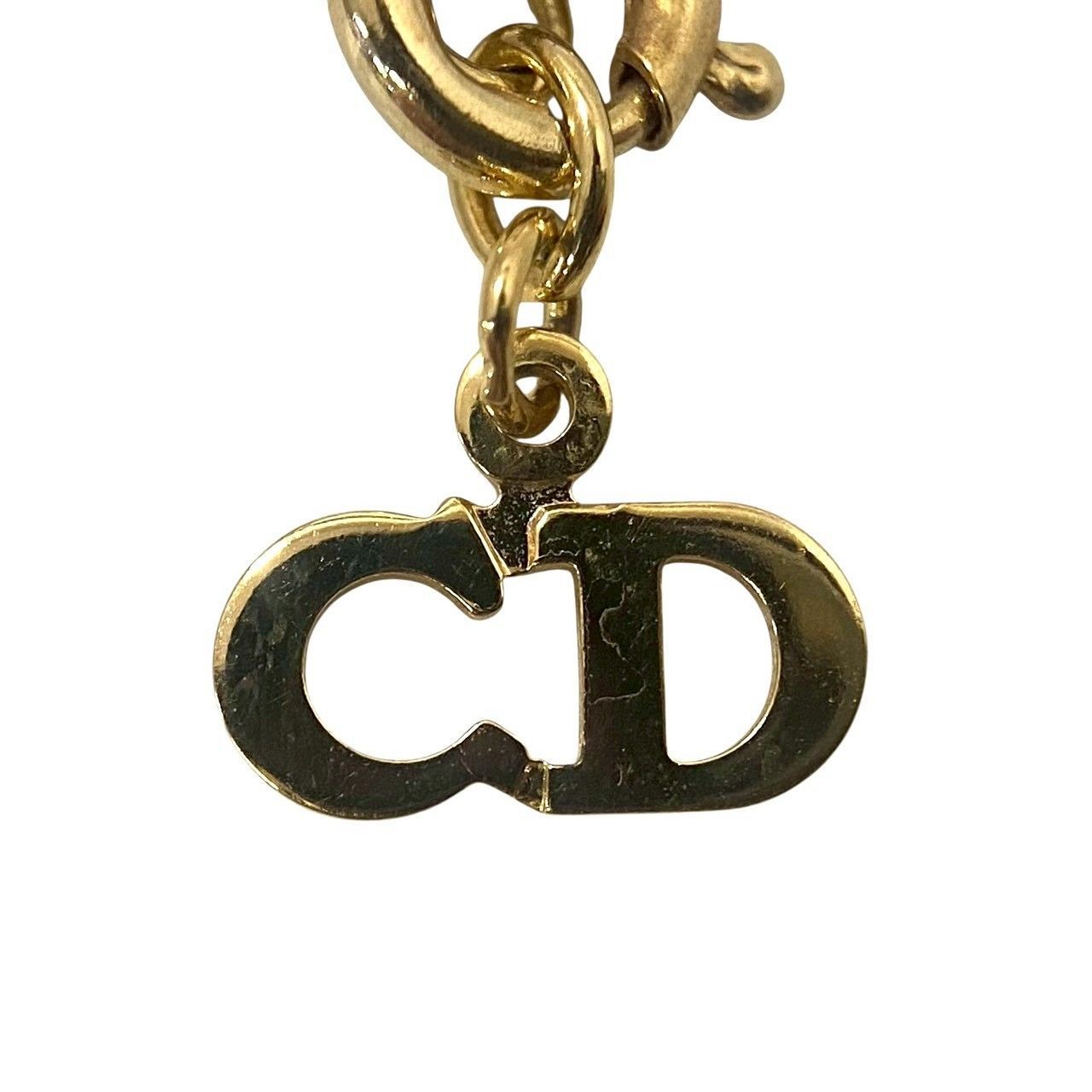 Dior】CDロゴ ネックレス ゴールド/金カラー ストーン ヴィンテージ