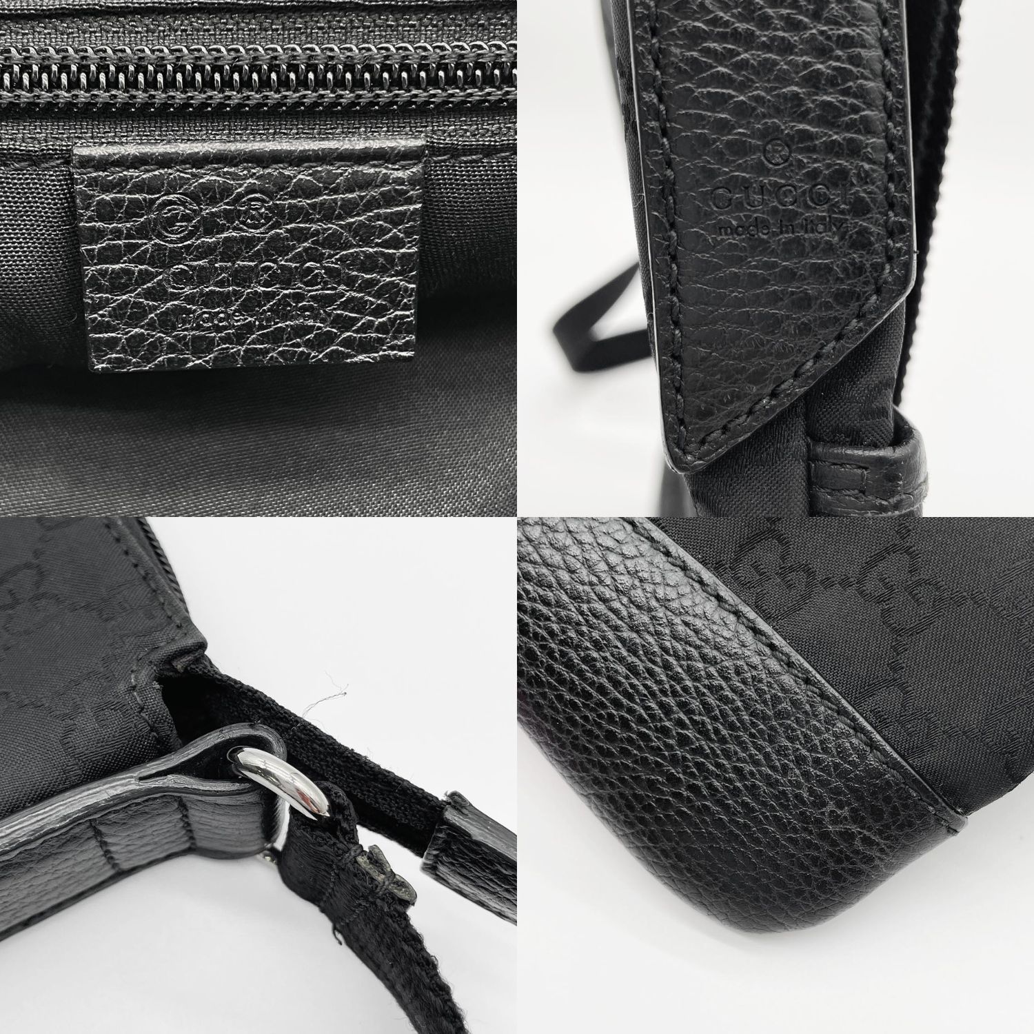 GUCCI グッチ GGキャンバス ショルダーバッグ 374414 ブラック 訳アリ