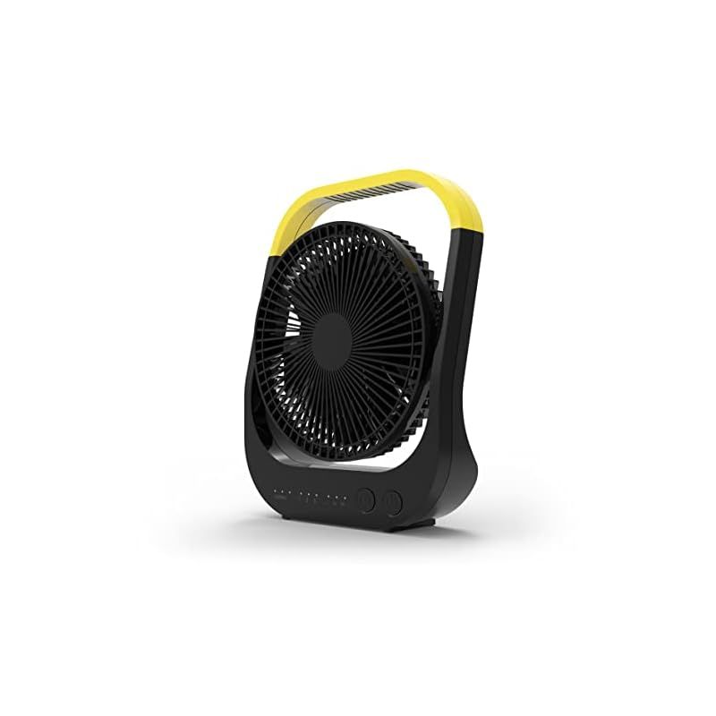 即納：トップランド 卓上扇風機 デスクファン DCモーター コードレス 3WAY電源 (AC/USB/充電式) パワフル送風 ターボモード搭載 風量4段階調節 タイマー付き 角度調節ブラック SF-DFC35BK 0