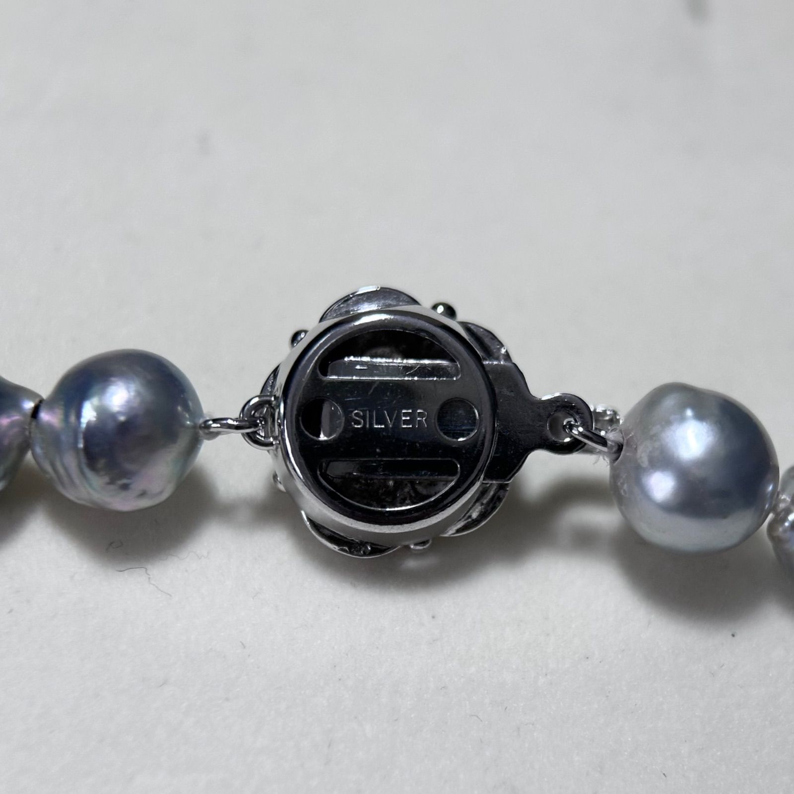 アコヤ真珠 本真珠ブルーグレーパール ネックレス クリッカー式 8.2mm