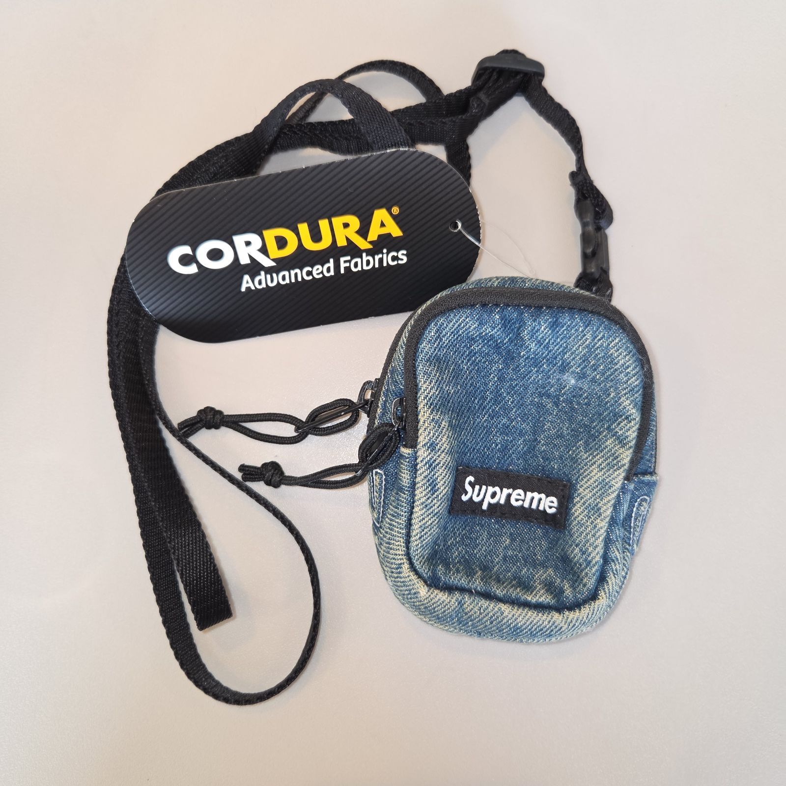 未使用 Supreme CORDURA デニム ミニポーチ ネックポーチ ブルー 