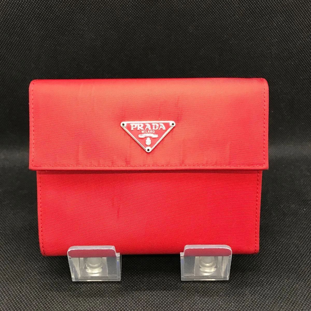 PRADA　プラダ　三つ折り財布　テスートナイロン　三角ロゴ　レッド系　1713 7,154円
