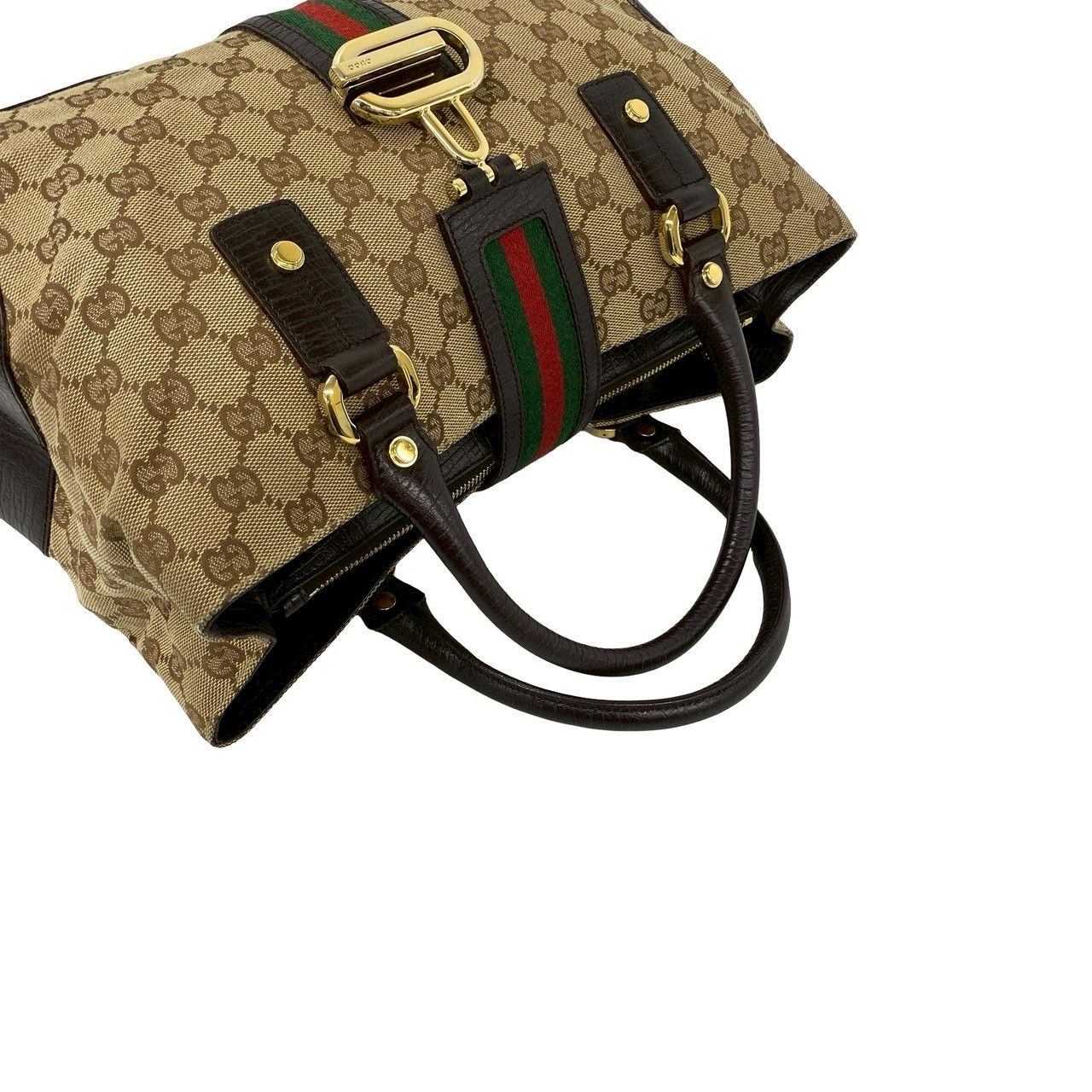 極 美品 袋付き GUCCI グッチ シェリーライン GG ロゴ キャンバス