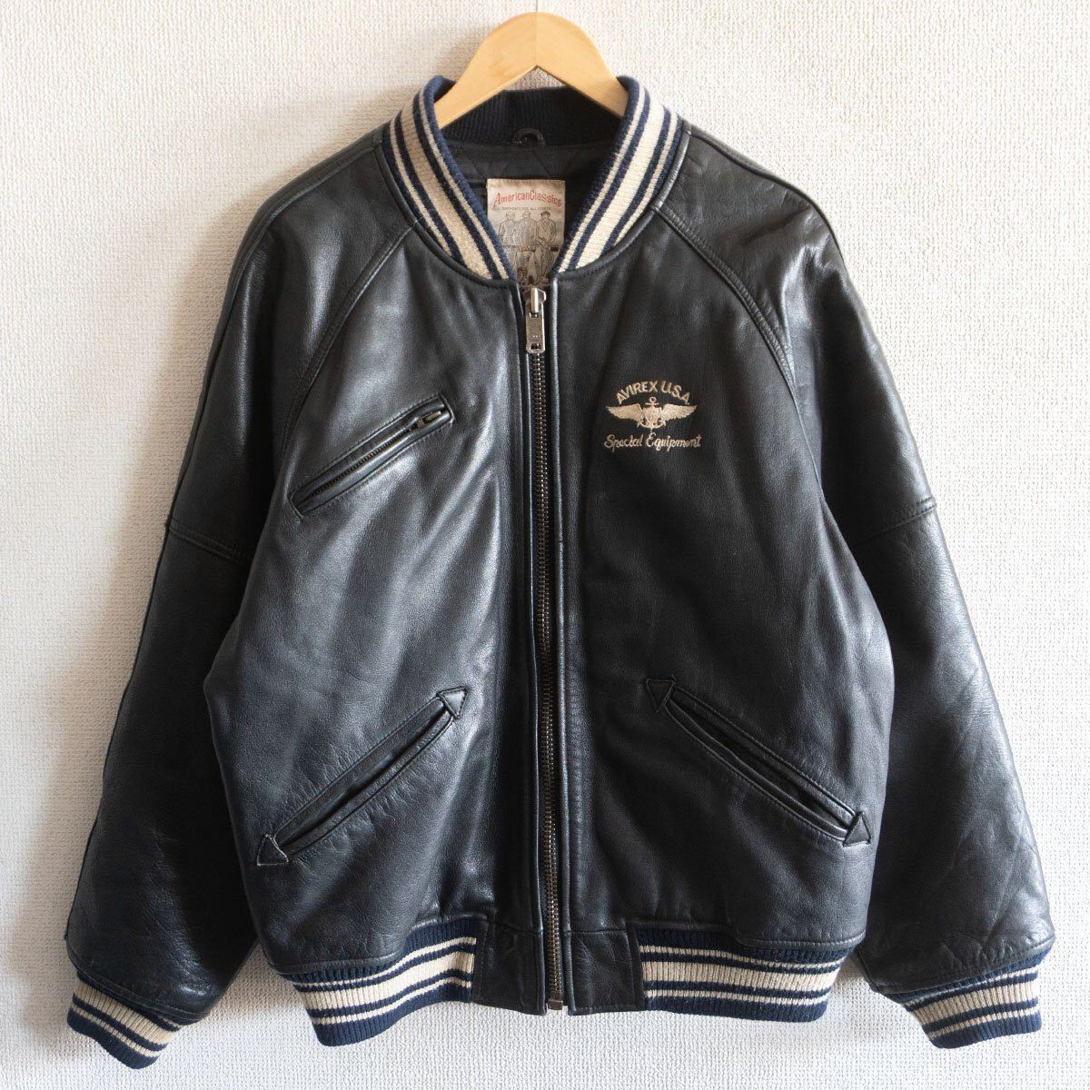 美品】AVIREX【レザー スタジャン】 アワード ジャケット ワッペン 
