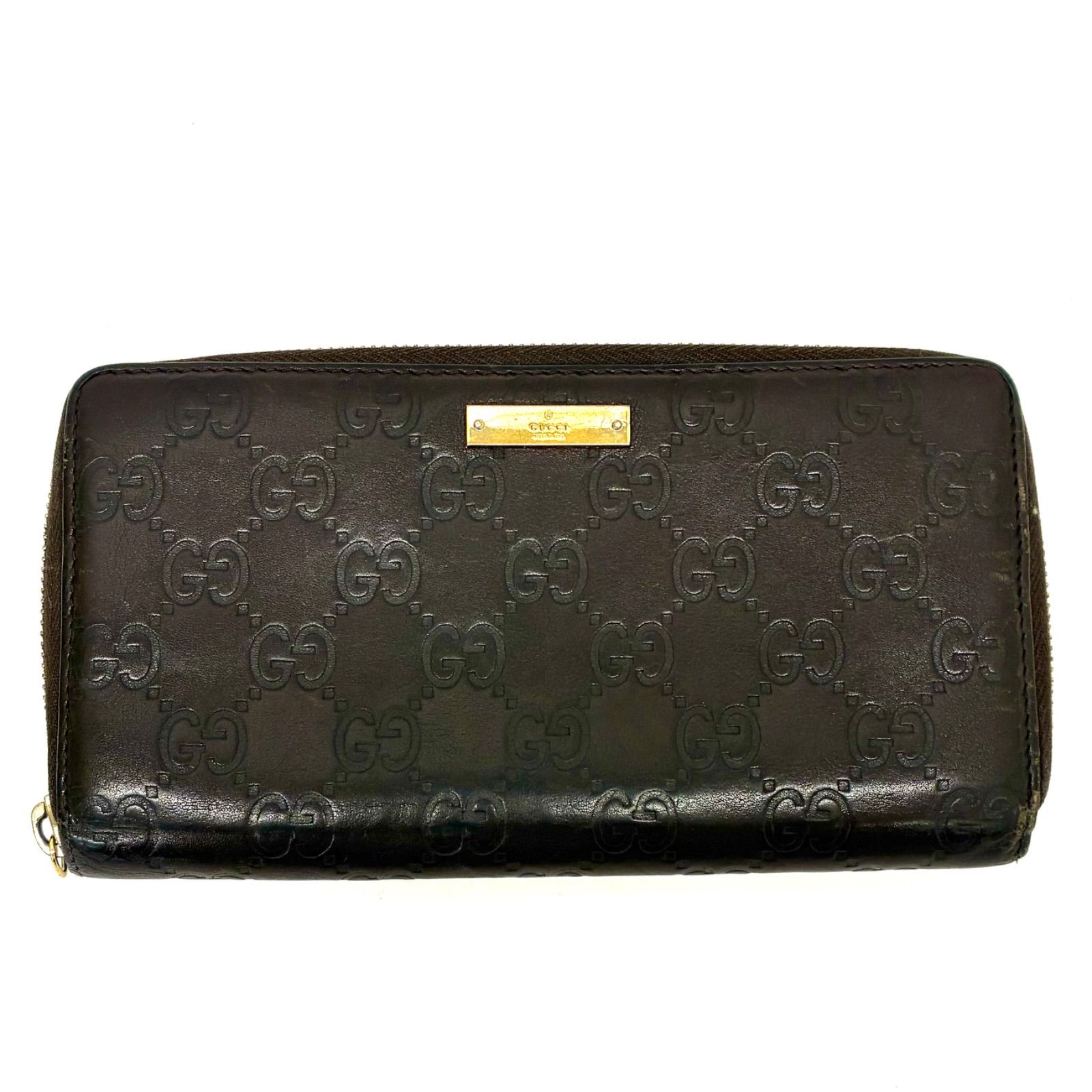 GUCCI 半額でGETできるお得 ミルク　未使用に近い✨グッチ　長財布　ラウンドファスナー　レザー　GG柄 長財布 GG ラウンドファスナー レザー 小物