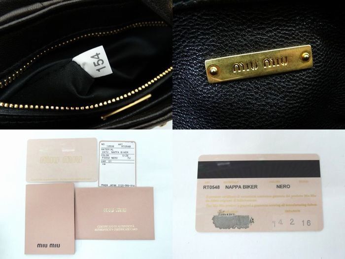 MIUMIU ミュウミュウ ■ RT0548 ナッパ バイカー レザー 2WAY ハンドバッグ ショルダーバッグ ゴールド金具 レディース ブラック □８D MIUMIU ミュウミュウ □ RT0548 ナッパ バイカー レザー 2WAY