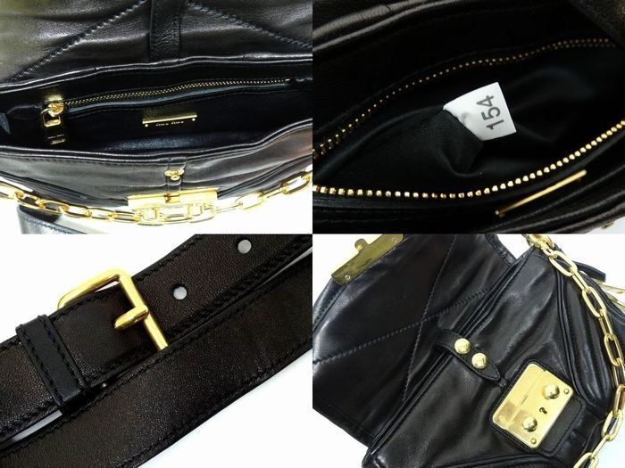 MIUMIU ミュウミュウ ■ RT0548 ナッパ バイカー レザー 2WAY ハンドバッグ ショルダーバッグ ゴールド金具 レディース ブラック □８D MIUMIU ミュウミュウ □ RT0548 ナッパ バイカー レザー 2WAY