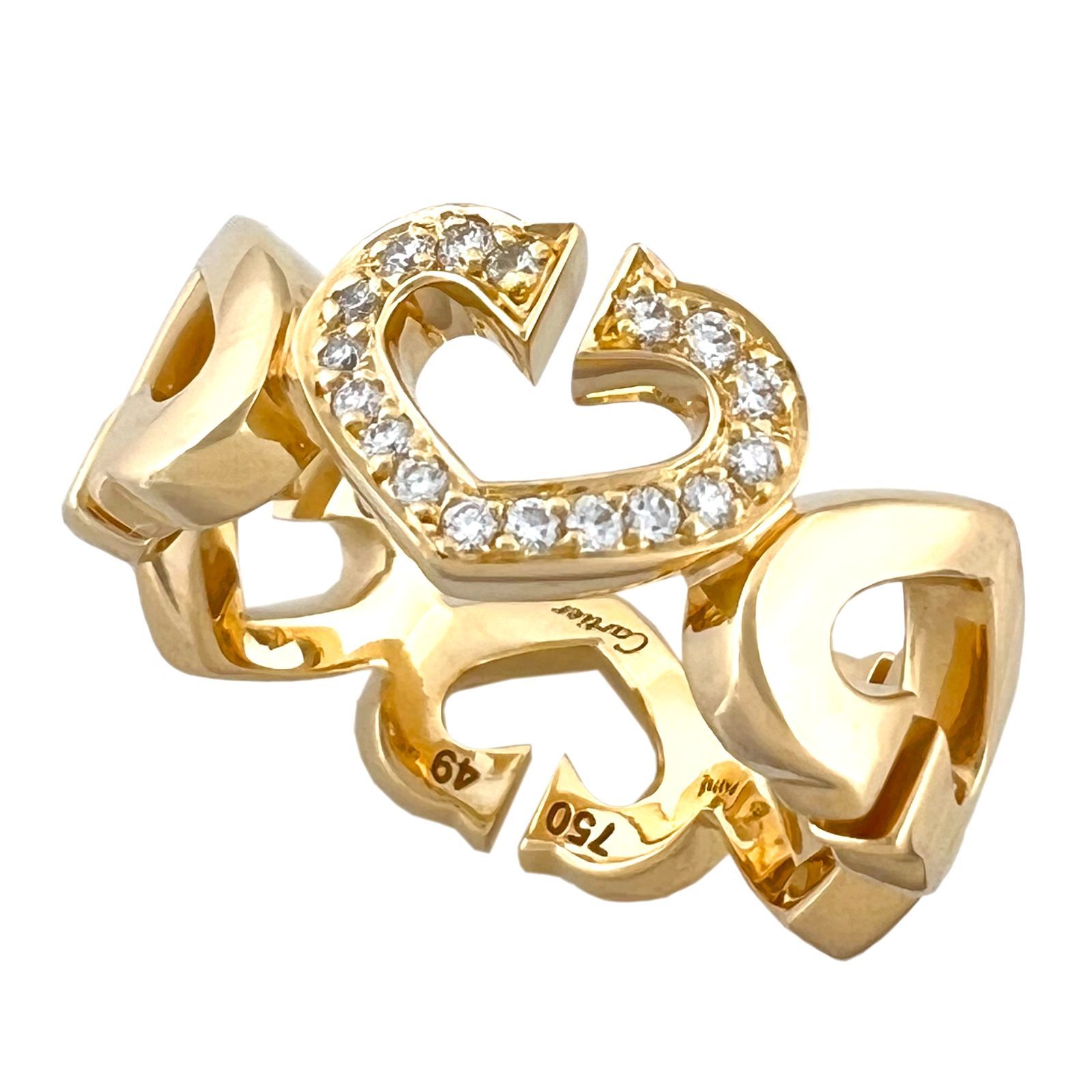 CARTIER カルティエ リング Cハート ダイヤ 750 K18 YG イエロー 