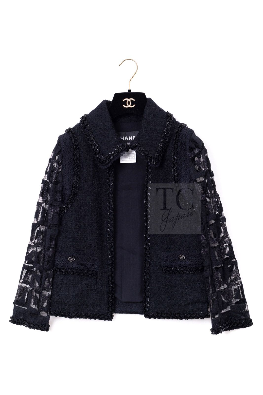 CHANELシャネル レースブルゾン ジャケット カーディガン2007年クルーズ シャネル(CHANEL)シャネル ココマーク チェーン付き ニットジャケット
