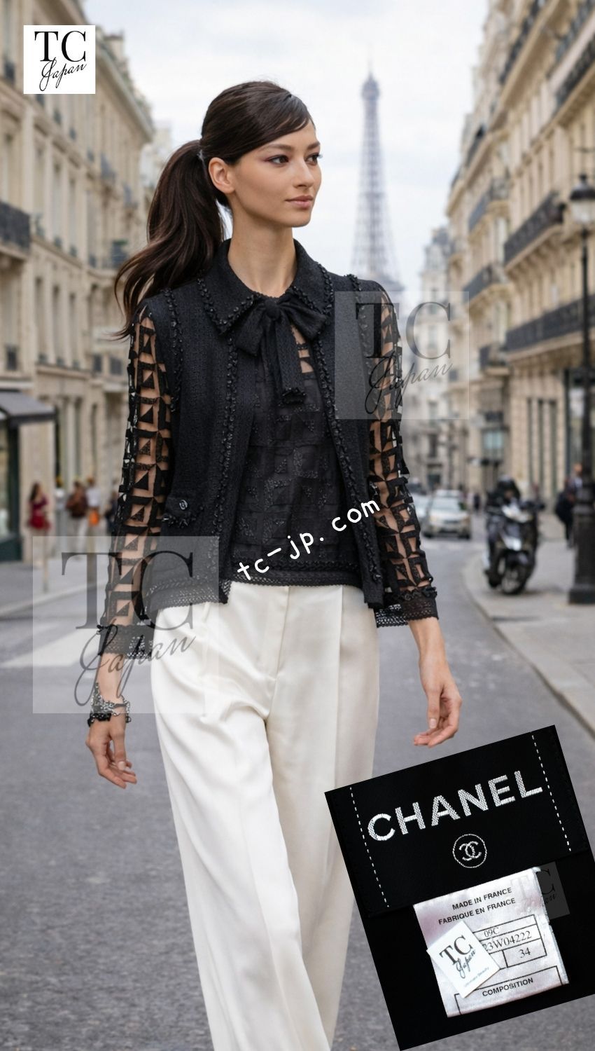 CHANELシャネル レースブルゾン ジャケット カーディガン2007年クルーズ シャネル(CHANEL)シャネル ココマーク チェーン付き ニットジャケット