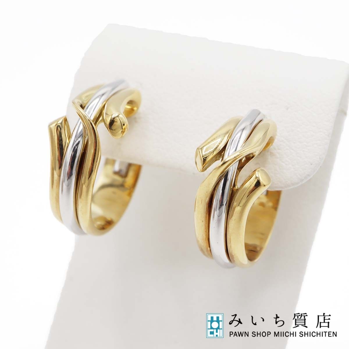 Georg Jensen ジョージジェンセン フープピアス 750 イエローゴールド 