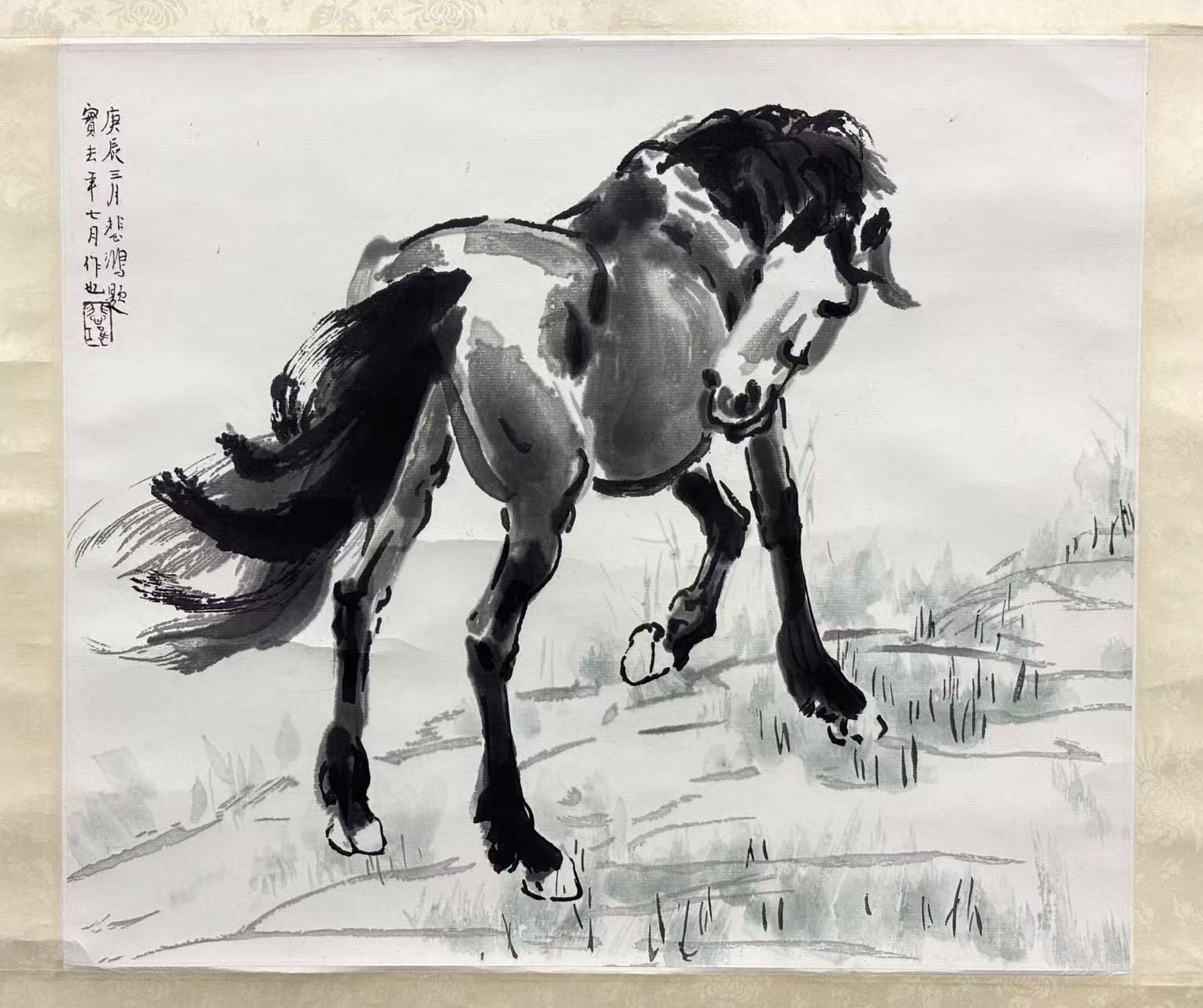 徐悲鴻 馬図 掛軸 栄宝斎 木版水印 版画 中国美術 水墨画 立軸 | Buyee 