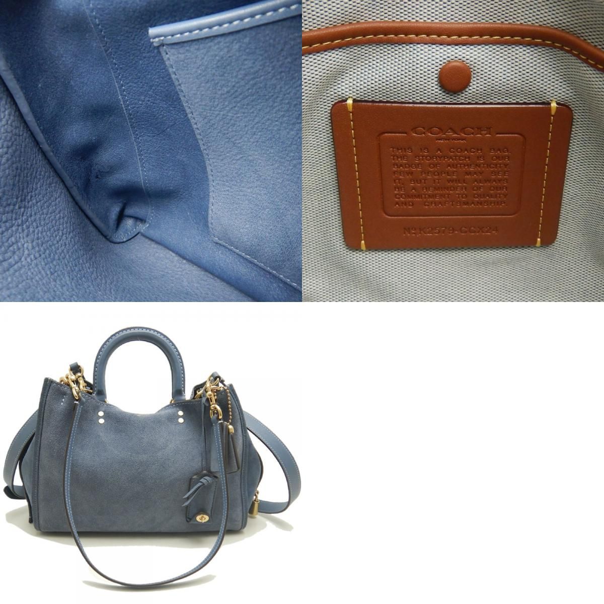 COACH コーチ ローグ CCX24 3WAY ハンドバッグ スエードxレザー ブルー 