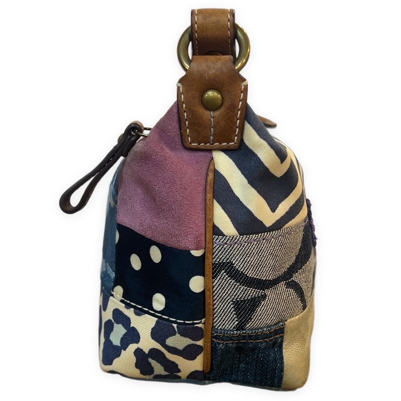 超希少　COACH　アクセサリーポーチ　パッチワーク　スウェード COACH コーチ ポーチ アクセサリーポーチ ハンドバッグ ミニバッグ