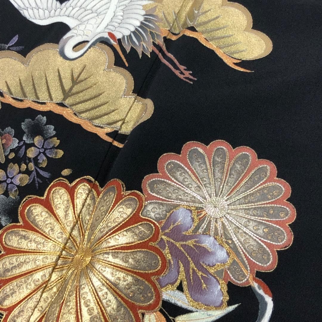 黒留袖 花柄 鶴模様 絹製 谷崎潤一郎の世界 帯 金 セット 【公式通販】