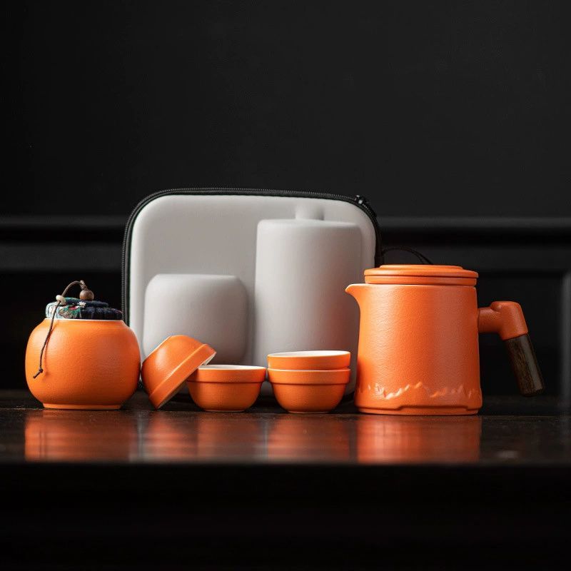 茶缶、家庭用、民国古物、一品堂製造、陶磁器 旅行茶具 一式 陶磁 茶杯 公道杯 茶缶 7点セット - メルカリ