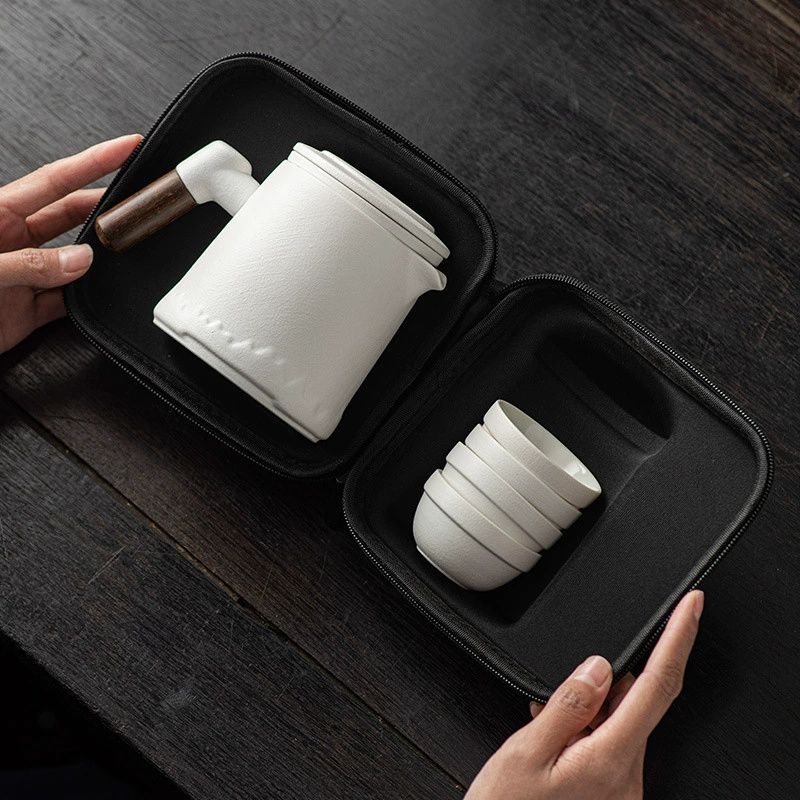 旅行茶具 一式 陶磁 茶杯 公道杯 茶缶 7点セット - メルカリ