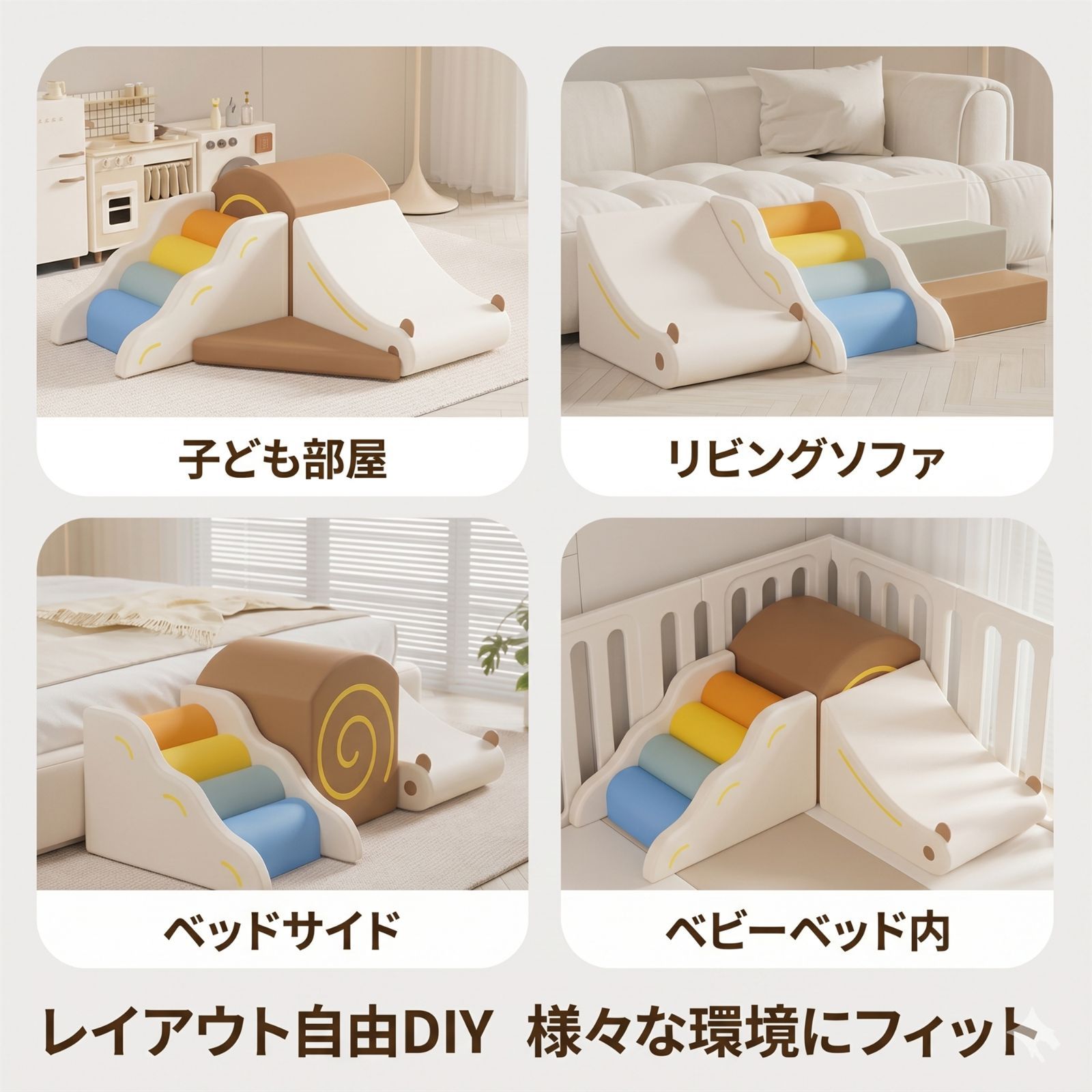 NicoPark カタツムリ型ソフトクライミング遊具 2点セット 室内用 