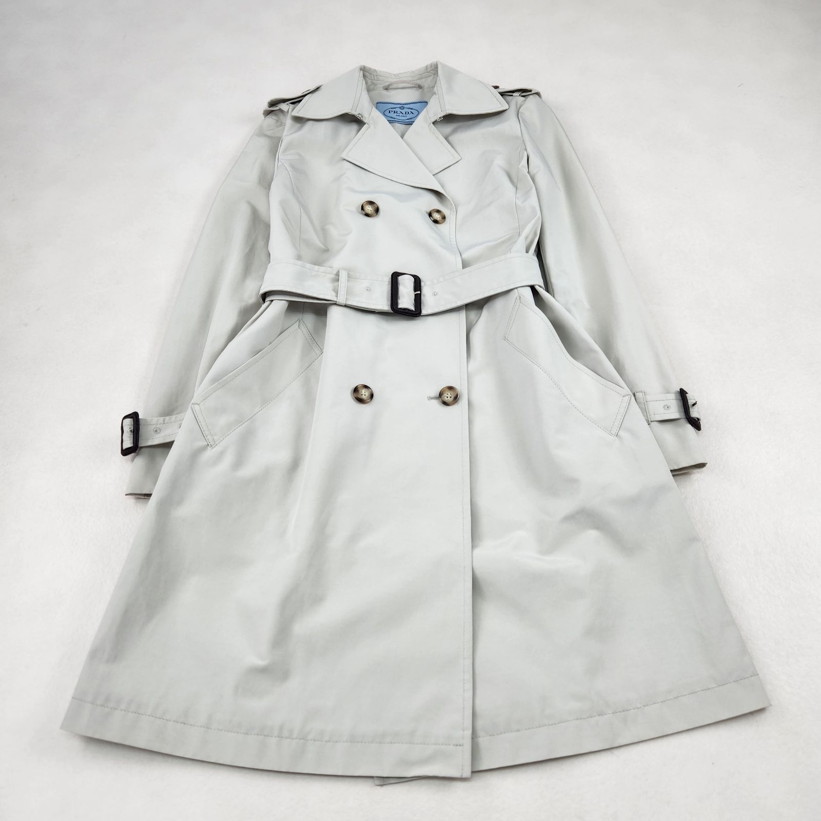 PRADA アイボリー トレンチコート PRADA（プラダ） ステンカラーコート 40 ベージュ レディース