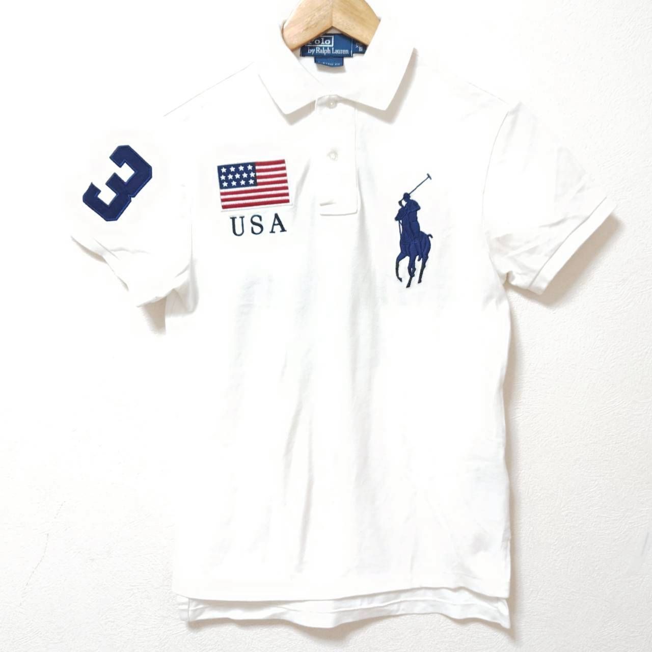 美品❗POLO 星条旗 BP 3 黒半袖ポロシャツ170S 使い勝手の良い 黒半袖ポロシャツ170S 3 BP 星条旗 美品❗POLO POLO