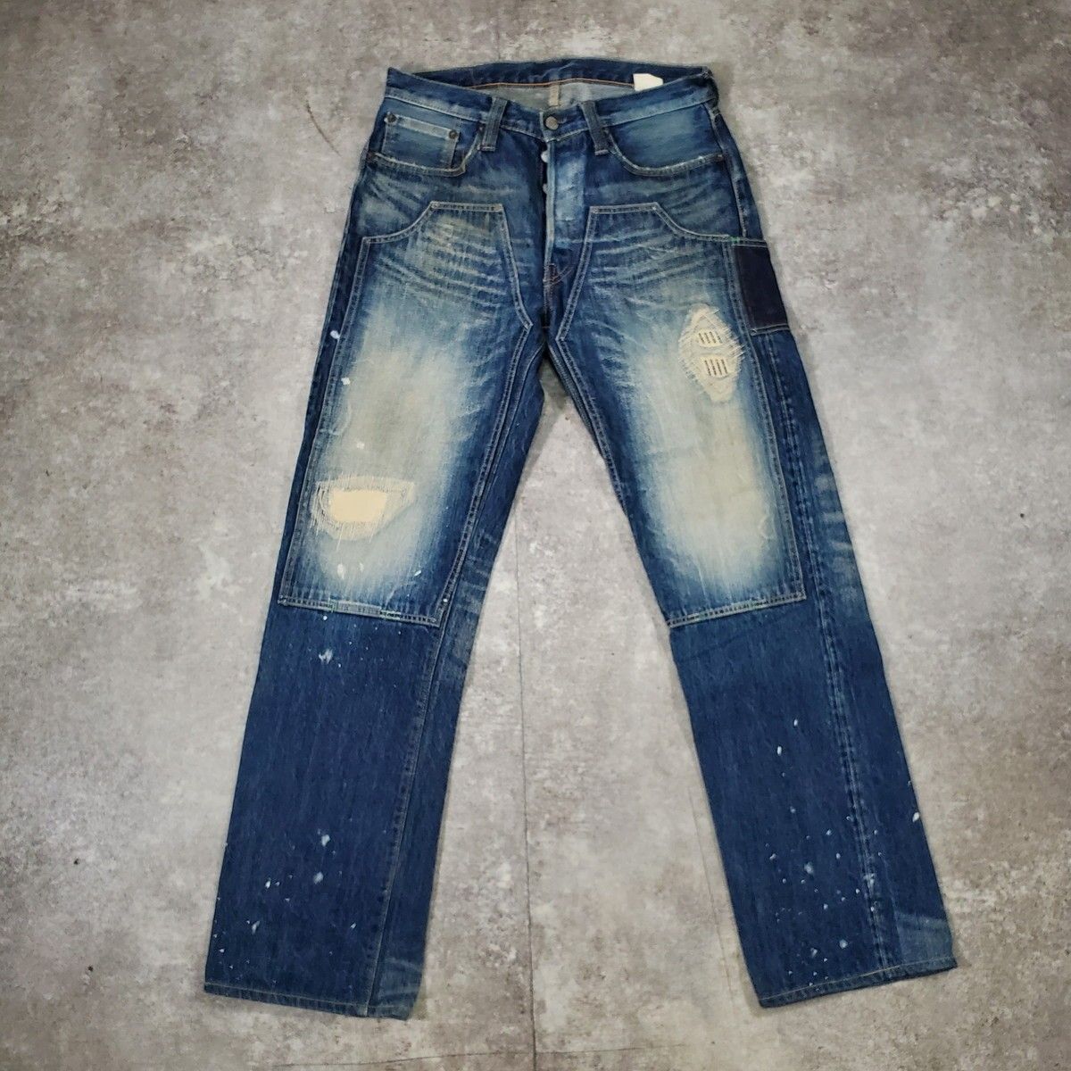 SUGER CANE シュガーケーン Lot1947 ダブルニーデニムパンツ ペイント