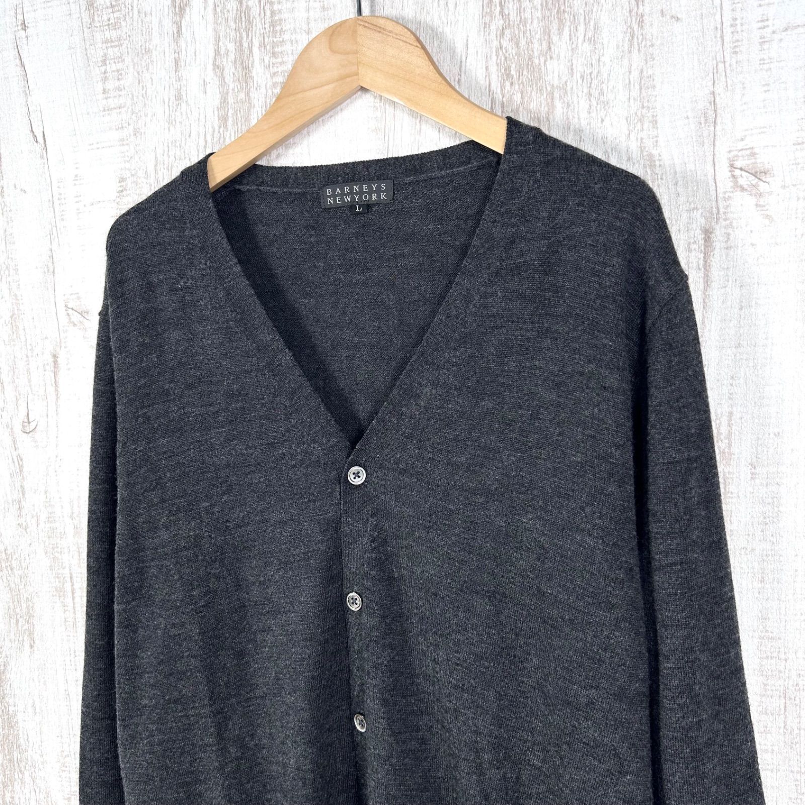 BARNEYS NEWYORK カシミア100% 長袖カーディガン　高品質グレー レディース BARNEYS NEWYORK カシミア100% 長袖カーディガン 高品質グレー