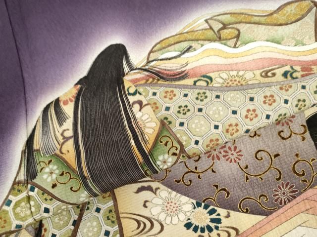 平和屋着物●高杉尚樹　訪問着　御所車女人文　暈し染め　金彩　正絹　逸品　未使用　AABG9919cs 平和屋着物○高杉尚樹 訪問着 御所車女人文 暈し染め 金彩 正絹 逸品
