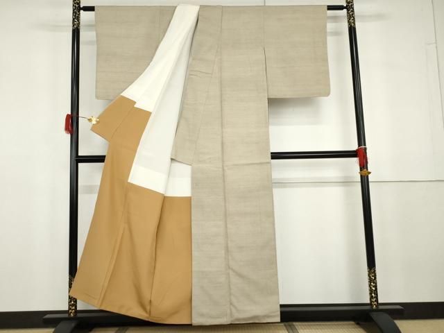 平和屋着物○本場結城紬 重要無形文化財 色無地 亜麻色 正絹 逸品