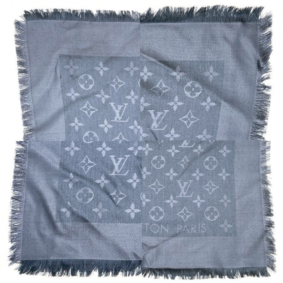 【極美品】ルイヴィトン ショール モノグラム シャイン ノワール 大判ストール LUIS VUITTON ショールモノグラムシャイン ＜ノワール＞