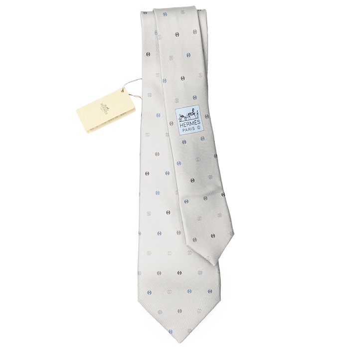 SALE【新品同様】HERMES エルメス ネクタイ メンズ CRAVATE TWILL TIE シルクツイル H トノータイ シグネチャー ロゴ デザイン フォーマル 小物 箱付属 グレー ブルー 灰色 青 総柄 フランス製 SALE【新品同様】HERMES エルメス ネクタイ メンズ CRAVATE TWILL TIE