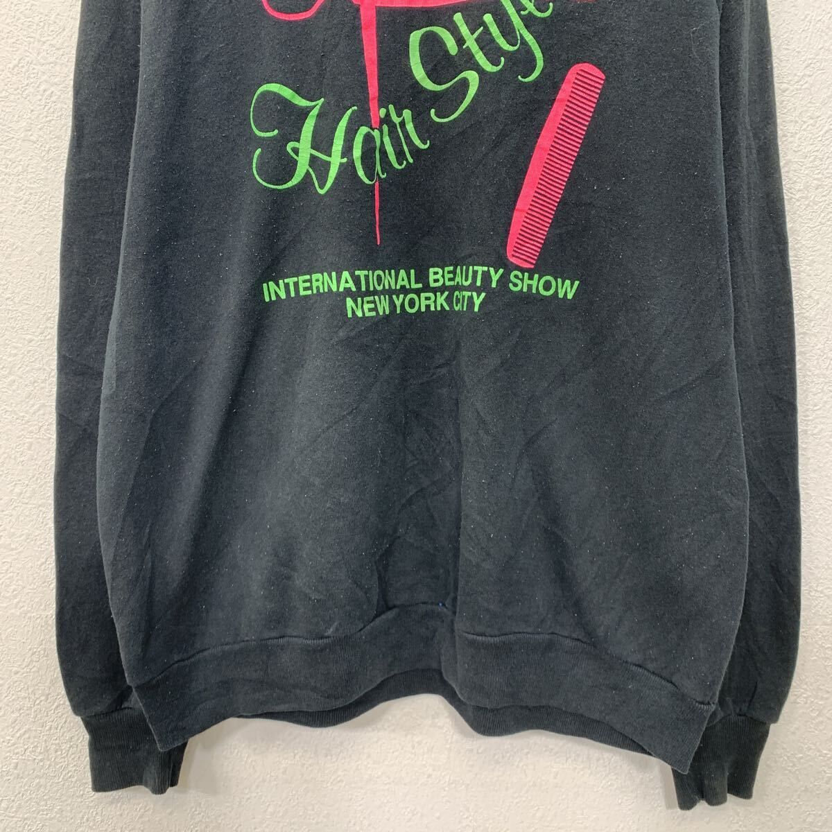 80～90s USA製 JERZEES プリントスウェット トレーナー XXL ブラック 