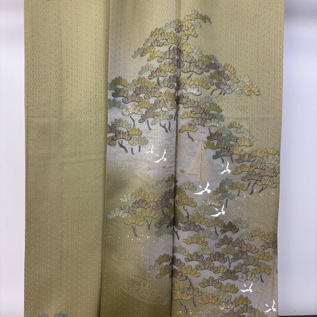 訪問着 松の木模様 鳥 流水 金彩 暈し 呉竹鼠色 K-5882 訪問着 松の木模様 鳥 流水 金彩 暈し 呉竹鼠色 K-5882 - メルカリ