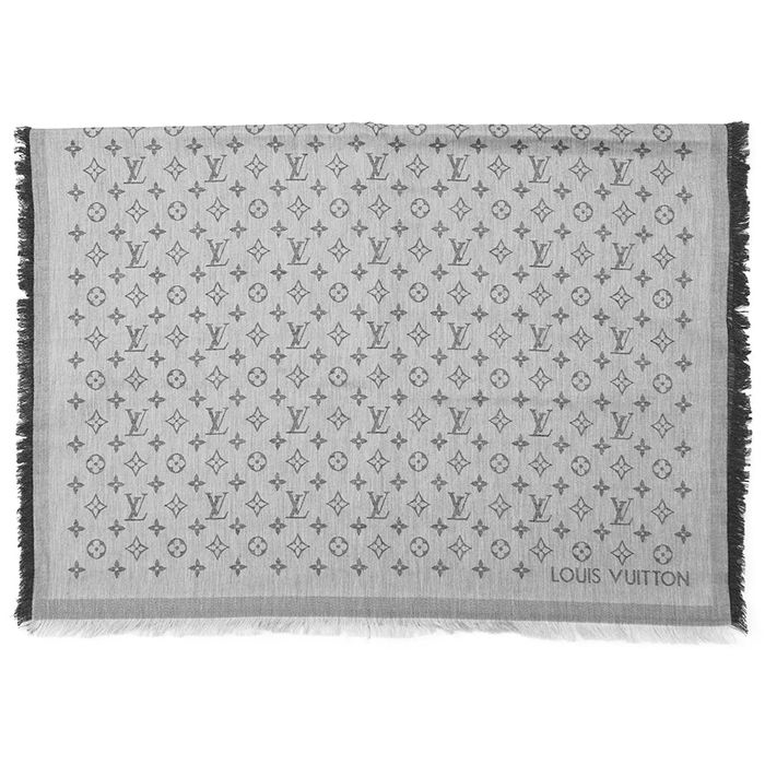 【極美品】LOUIS VUITTON ルイ・ヴィトン ストール メンズ レディース ユニセックス M71619 シグネチャー LV モノグラム エッセンシャル ジャガード コットン100％ フリンジ 大判 小物 グレー ブラック 灰色 黒 イタリア製 極美品】LOUIS VUITTON ルイ・ヴィトン ストール メンズ レディース