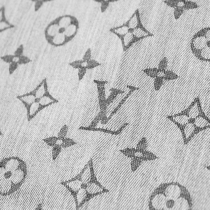 【極美品】LOUIS VUITTON ルイ・ヴィトン ストール メンズ レディース ユニセックス M71619 シグネチャー LV モノグラム エッセンシャル ジャガード コットン100％ フリンジ 大判 小物 グレー ブラック 灰色 黒 イタリア製 極美品】LOUIS VUITTON ルイ・ヴィトン ストール メンズ レディース