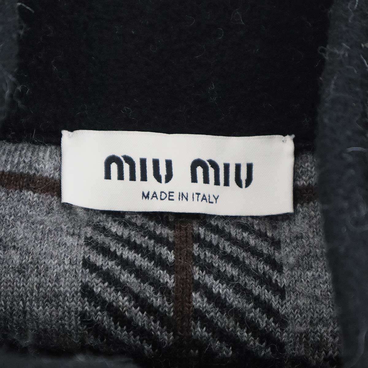 miu miu ミュウミュウ 25AW チェック柄 テディジッパー フリース 