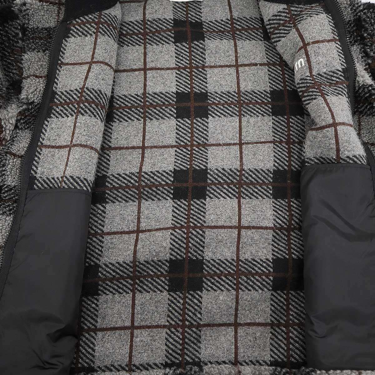 miu miu ミュウミュウ 25AW チェック柄 テディジッパー フリース 