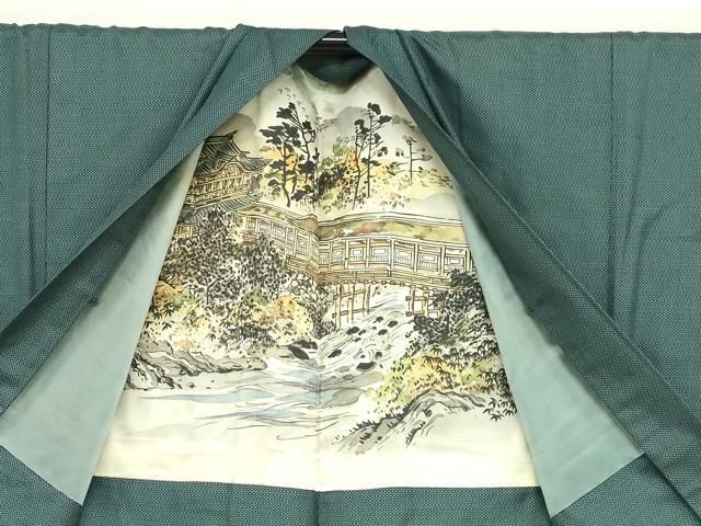 平和屋着物○男性 紬 アンサンブル 長羽織 100亀甲 総詰め 正絹 逸品