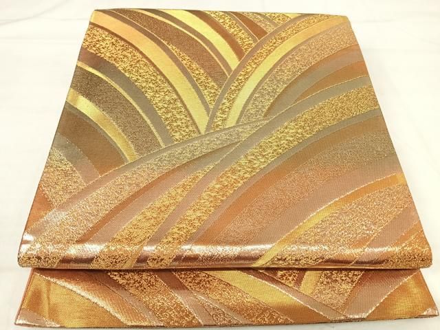 平和屋着物◎六通柄袋帯　流水文　金糸　正絹　逸品　AABI0882yx 平和屋着物◎六通柄袋帯 流水文 金糸 正絹 逸品 AABI0882yxの通販 by