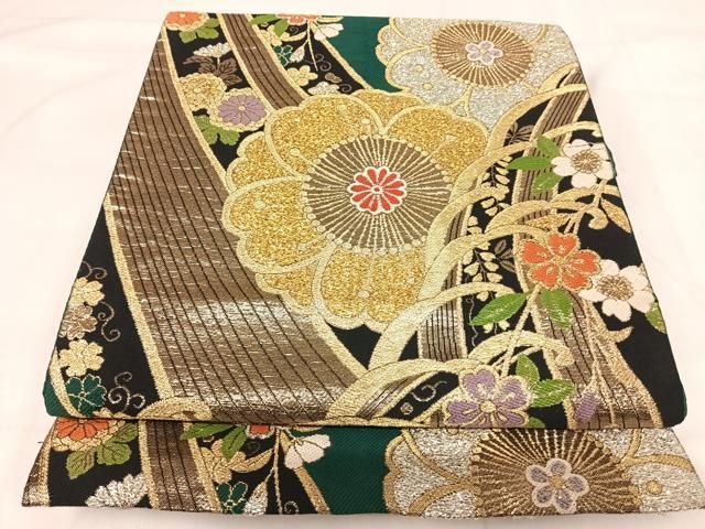 平和屋着物◎六通柄袋帯　唐織　立波文　金銀糸　正絹　逸品　AABI0972yx 平和屋着物◎六通柄袋帯 唐織 立波文 金銀糸 正絹 逸品 AABI0972yx