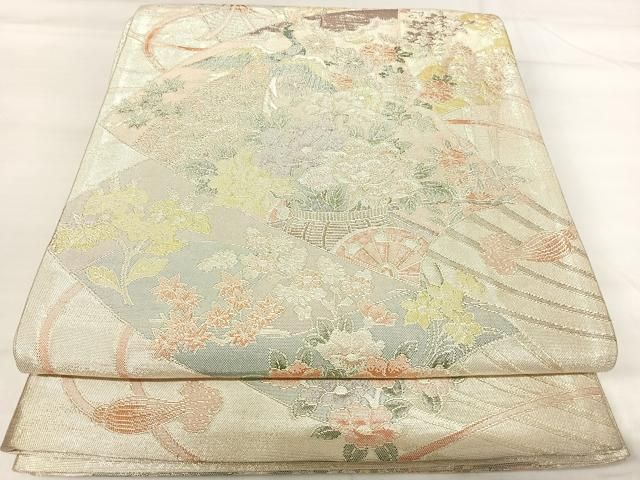 平和屋着物◎900織特選佐賀錦　六通柄袋帯　孔雀花文　金銀糸　正絹　逸品　AABI0890yx 平和屋着物◎900織特選佐賀錦 六通柄袋帯 孔雀花文 金銀糸 正絹 逸品