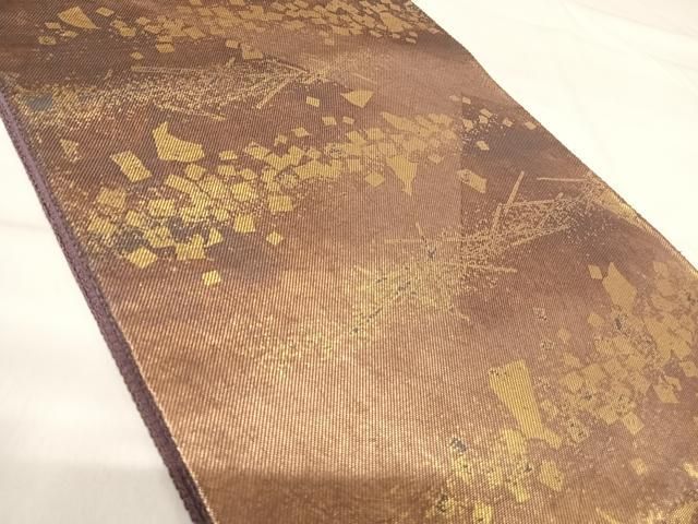 帯  和装  金糸 名古屋帯 優品 華文 草花 刺繍 金糸 金色 正絹｜中古・古着