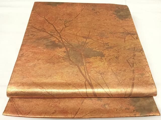 平和屋着物◎六通柄袋帯　枝葉文　金糸　正絹　逸品　AABI0906yx 平和屋着物◎六通柄袋帯 枝葉文 金糸 正絹 逸品 AABI0906yxの通販 by