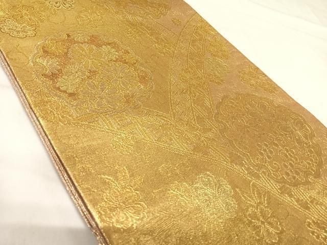 平和屋着物◎六通柄袋帯　雪輪花文　金糸　正絹　逸品　AABI0911yx 平和屋着物◎六通柄袋帯 雪輪花文 金糸 正絹 逸品 AABI0911yxの通販 by