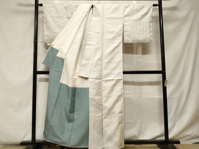平和屋着物□色留訪問着 紬地 麻の葉文様 十字絣文様 正絹 逸品