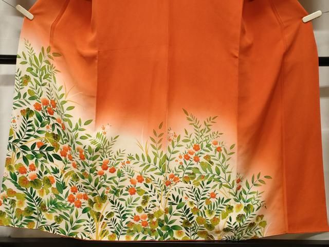 平和屋着物■訪問着　草花文　暈し染め　鬼しぼ縮緬　正絹　逸品　CABF4220ev 平和屋着物□訪問着 草花文 暈し染め 鬼しぼ縮緬 正絹 逸品 CABF4220ev